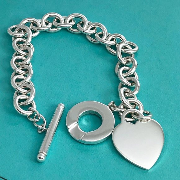 Tiffany & Co Blank Heart Tag Toggle Charm Bracelet in Sterling Silver - Picture 9 of 11